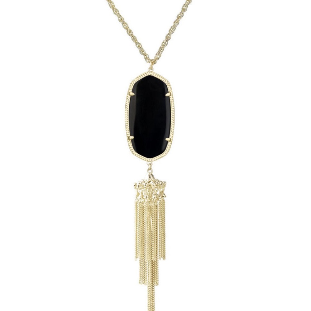 Kendra Scott black Rayne Necklace with gold chain